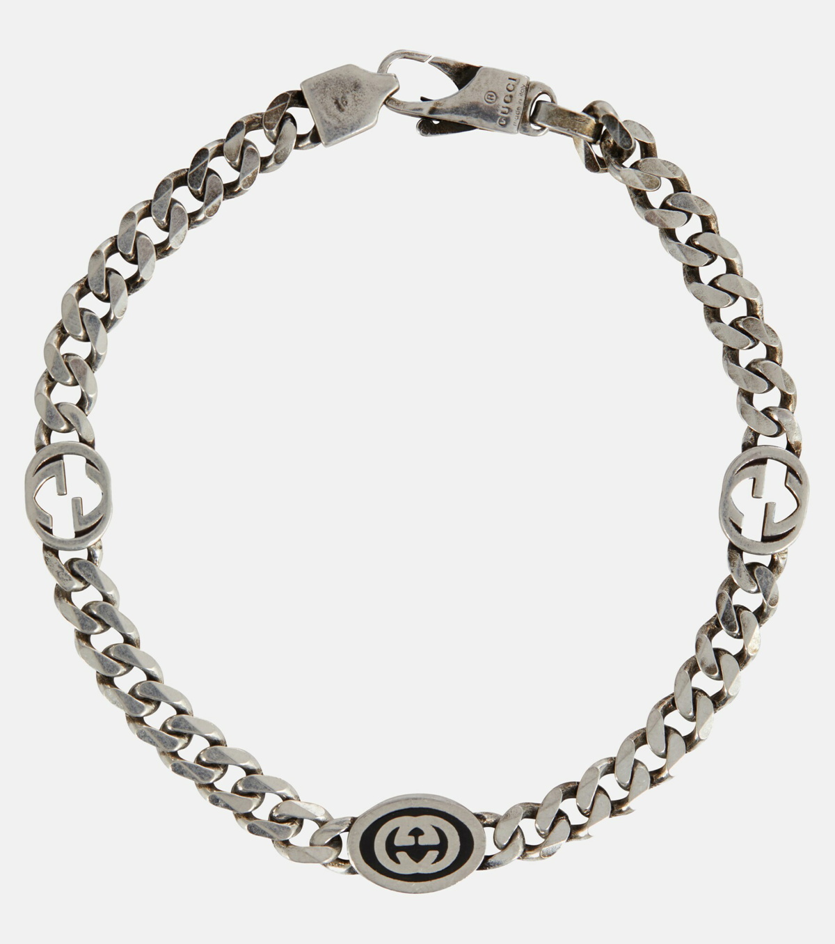 Gucci Men's Interlocking GG Sterling-silver Bracelet