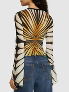 ROBERTO CAVALLI Ray Of Gold Printed Tulle Top