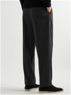 Caruso - Wide-Leg Pleated Wool and Silk-Blend Flannel Trousers - Gray
