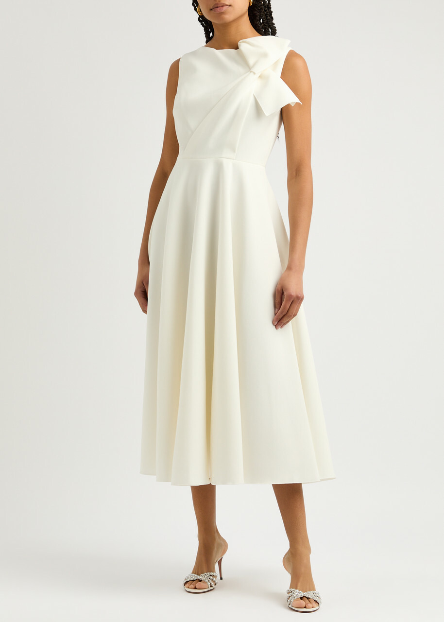 Roksanda Brigitte Pleated Midi Dress Ivory