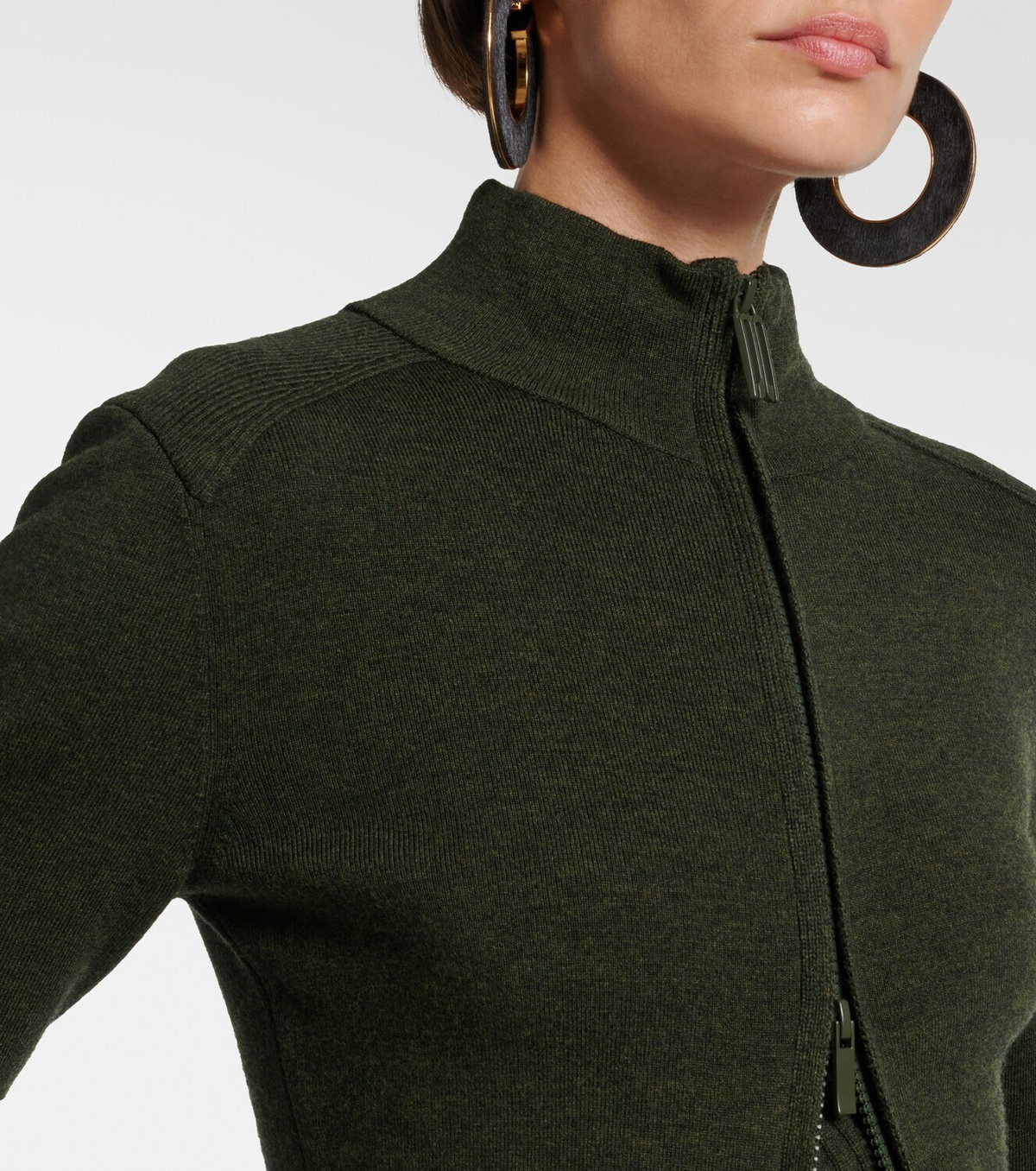 Victoria Beckham Wool-blend zip-up sweater