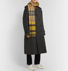 Burberry - Fringed Checked Cashmere and Merino Wool-Blend Scarf - Yellow