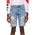 Levis Blue Denim 501 Original-Fit Cut-Off Shorts