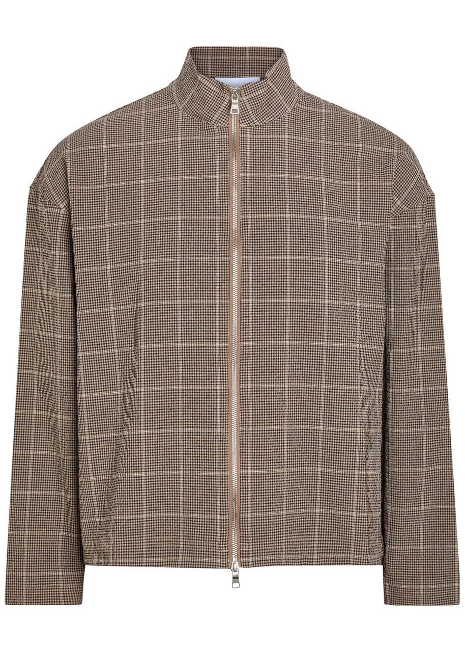 Mki Miyuki Zoku Checked Textured Woven Track Jacket Brown