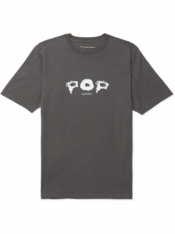 Photo: Pop Trading Company - Smoke Logo-Print Cotton-Jersey T-Shirt - Gray