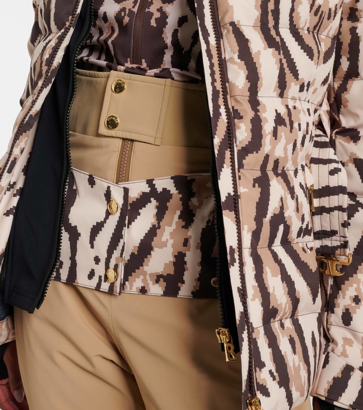 Bogner Ellya leopard-print belted ski jacket