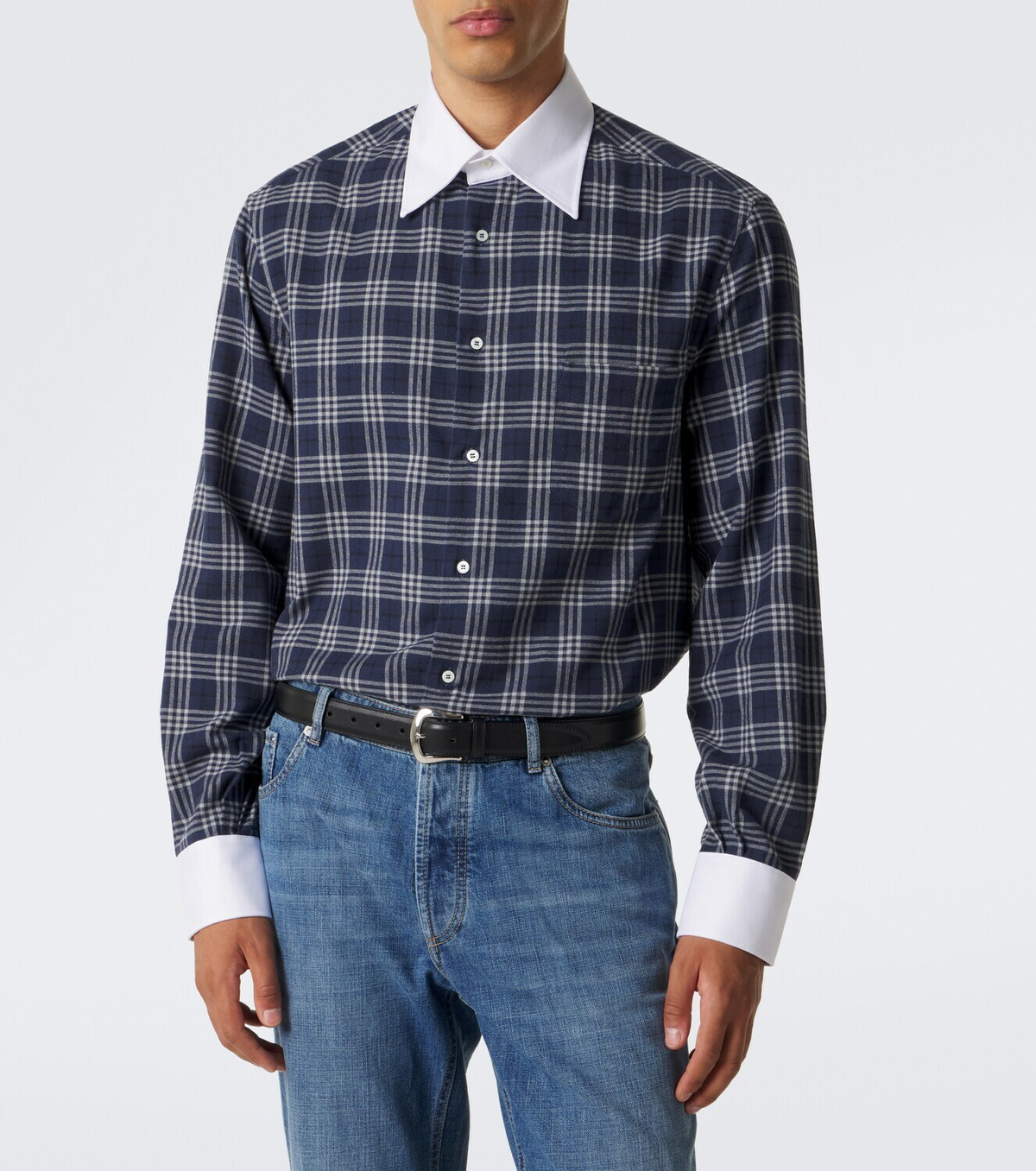 Brunello Cucinelli Checked cotton-blend flannel shirt