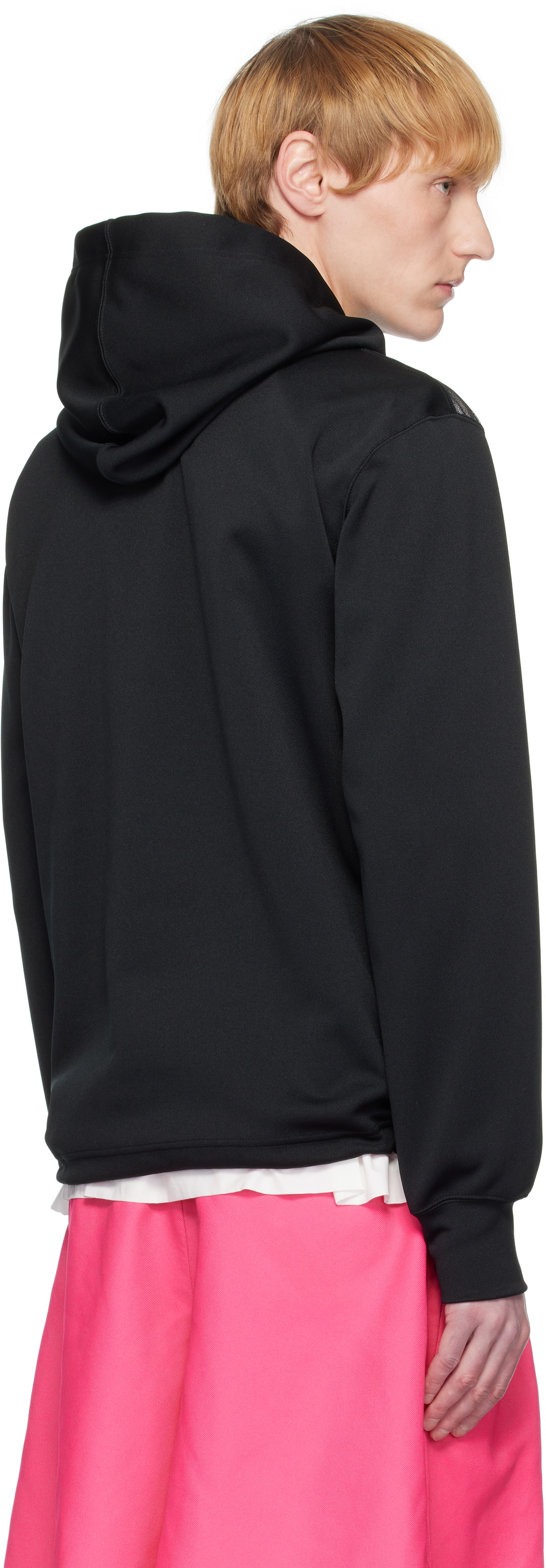 Comme des Garçons Homme Plus Black Polyester Smooth Thick & Nylon Tulle Hoodie