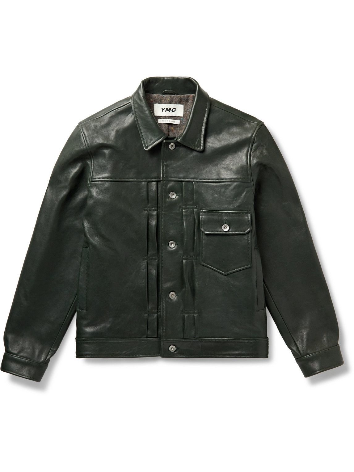 Photo: YMC - MK2 Leather Jacket - Green