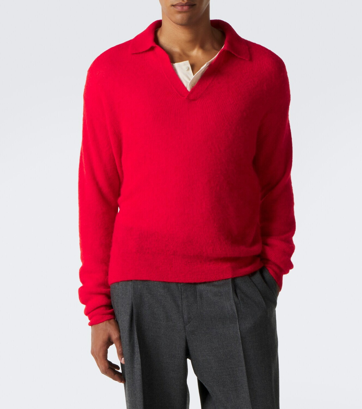 Auralee Alpaca-blend polo sweater