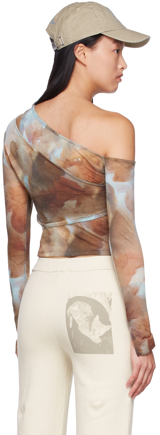 Paloma Wool Brown Cupid Single-Shoulder Long Sleeve T-Shirt Paloma