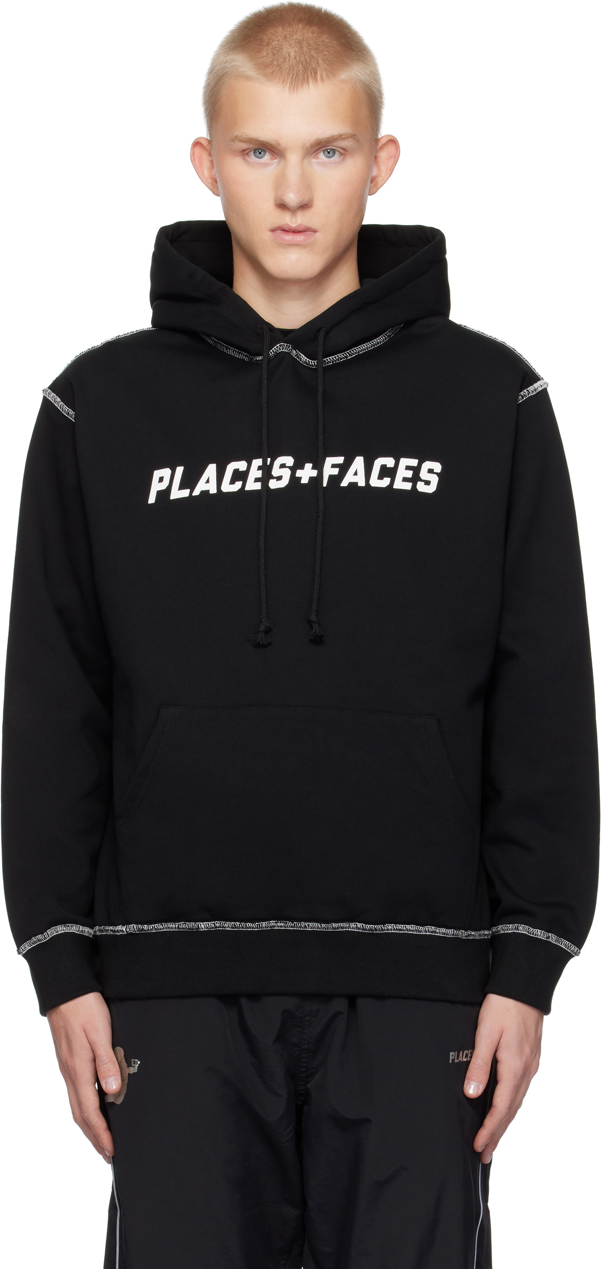 PLACES+FACES Men's Contrast Stitch Hoodie in Red PLACES+FACES