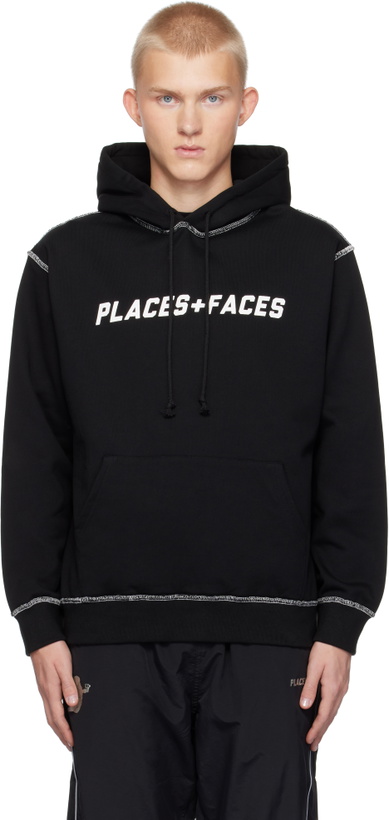 Photo: PLACES+FACES Black Contrast Stitch Hoodie