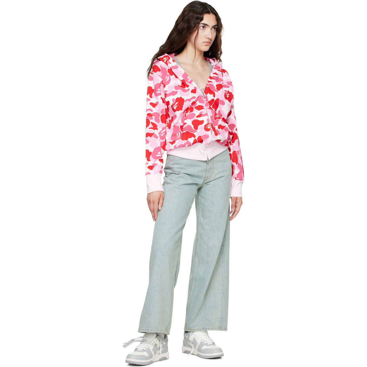 BAPE Pink ABC Camo Shark Full Zip Hoodie