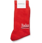 Balenciaga - Intarsia Stretch Cotton-Blend Socks - Men - Red