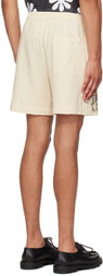 HARAGO Off-White Embroidered Shorts