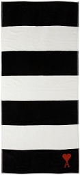 AMI Alexandre Mattiussi Black & White Striped Ami de Cœur Beach Towel