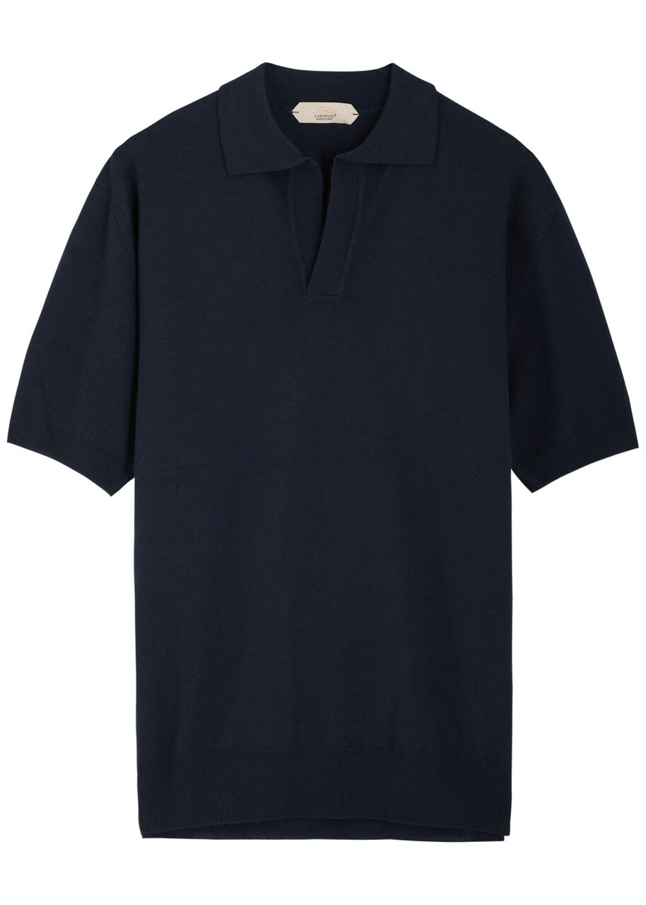 Aurélien Wool Polo Shirt Navy