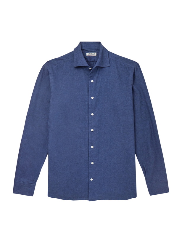 Photo: De Petrillo - Cutaway-Collar Brushed Cotton-Twill Shirt - Blue