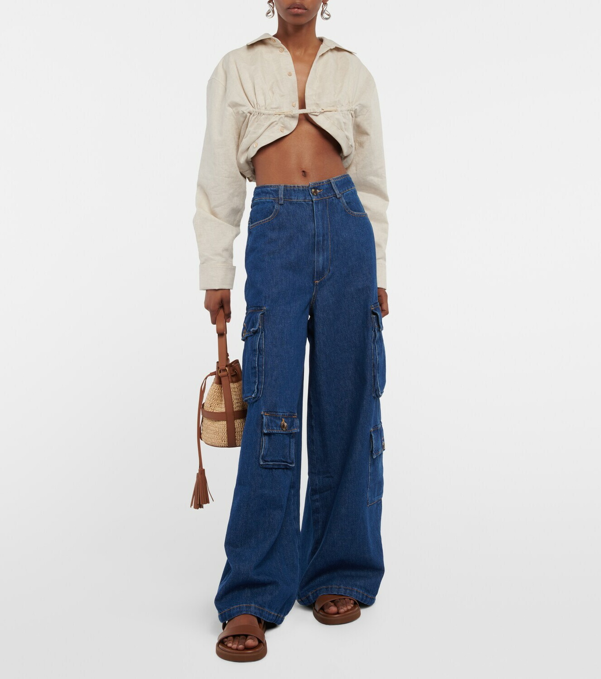 The Frankie Shop Hailey high-rise denim cargo pants The Frankie Shop The Frankie Shop Hailey high-rise denim cargo pants The Frankie Shop