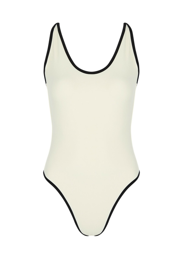 Photo: Solaqua Swim II Piped-trim Swimsuit Ivory