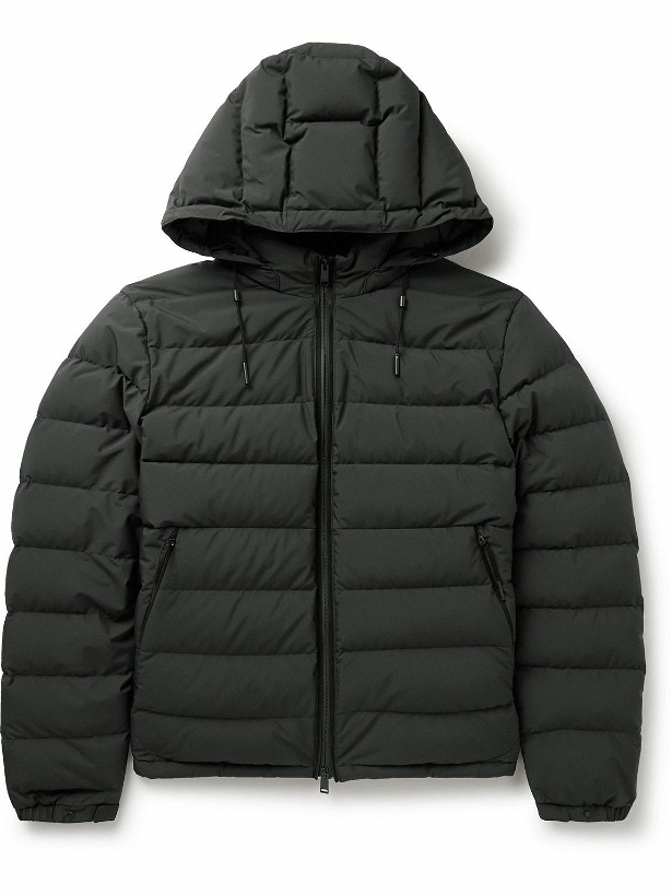 Photo: Zegna - Stratos Leather-Trimmed Quilted Shell Hooded Down Jacket - Black