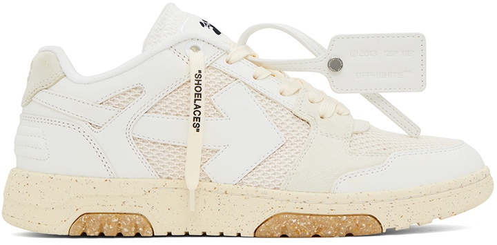 Photo: Off-White White & Beige Slim Out Of Office Sneakers