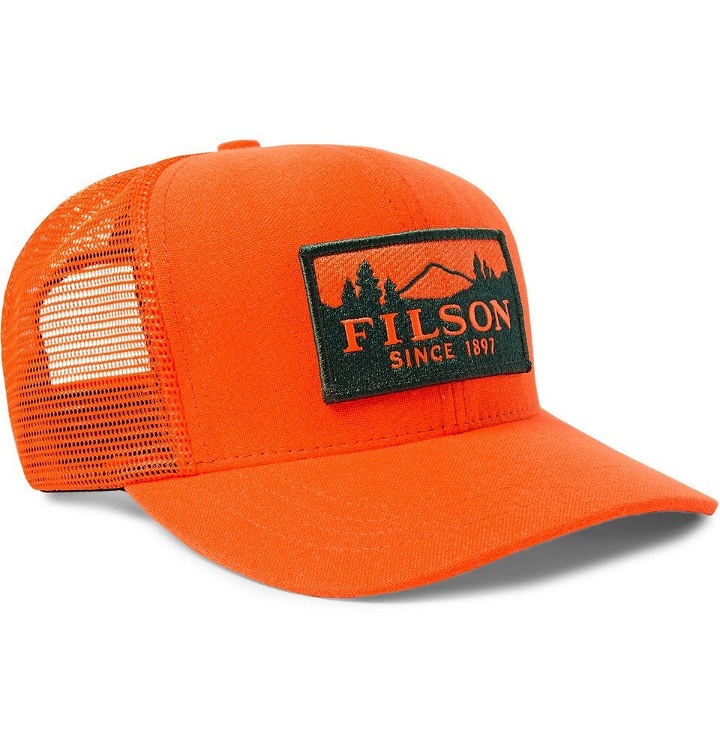 Photo: Filson - Logger Logo-Appliquéd Canvas and Mesh Trucker Cap - Orange