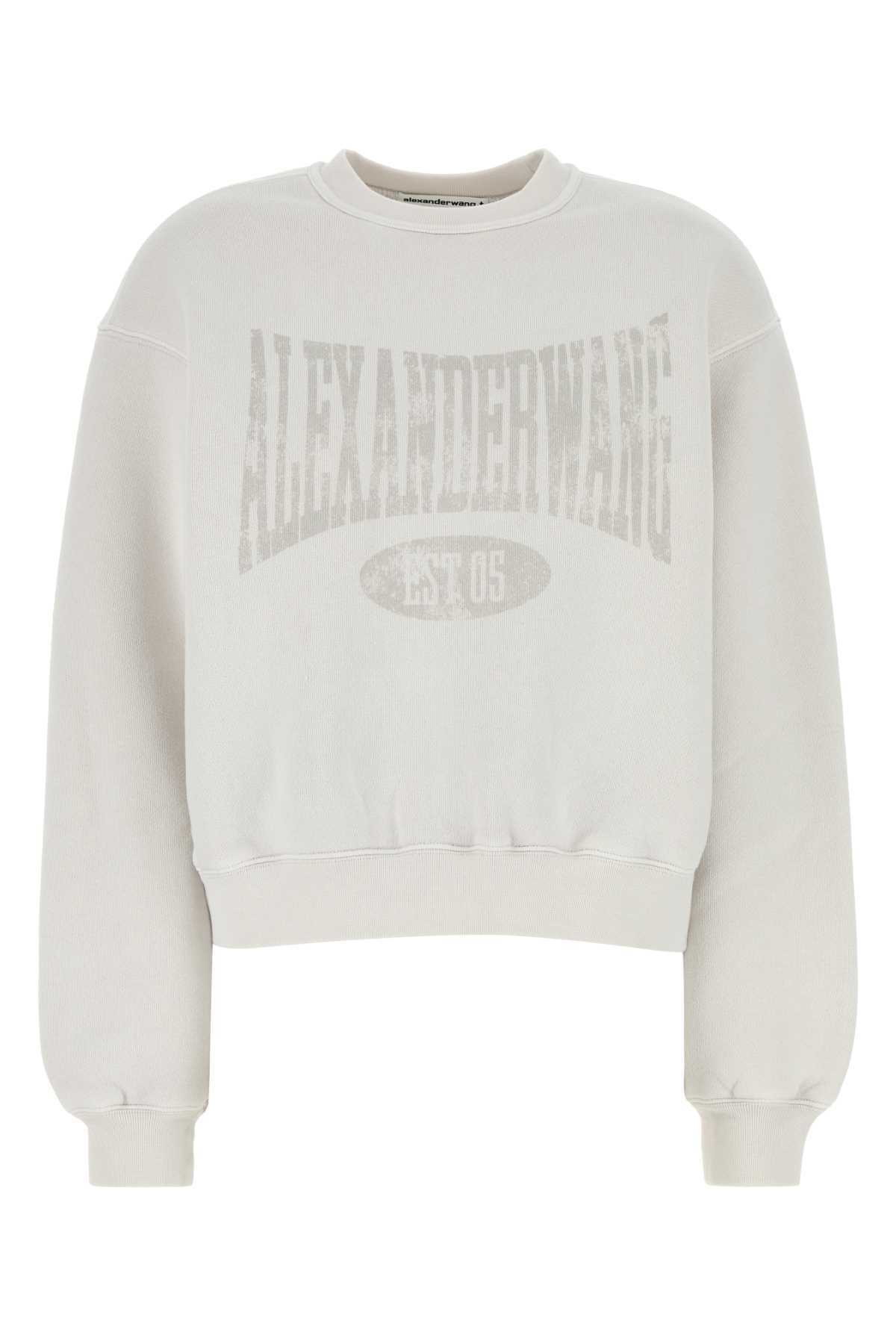 【関税・送料込み】Alexander Wang Cropped Crew Neck Sweater Black Cropped Sweatshirt with Logo in WASHED BLACK