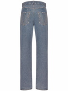 BOTTEGA VENETA - Denim Print Leather Mid-rise Pants