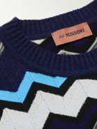 Missoni - Striped Textured Cotton-Blend T-Shirt - Blue