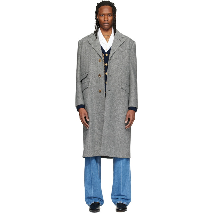 Photo: Valentino Gray Wool Herringbone Coat