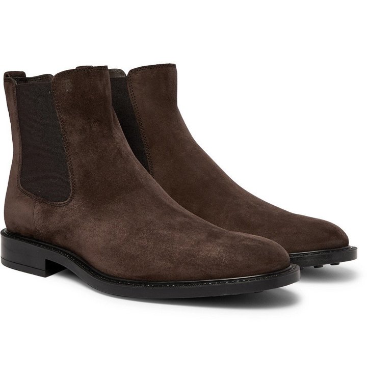 Photo: Tod's - Suede Chelsea Boots - Dark brown