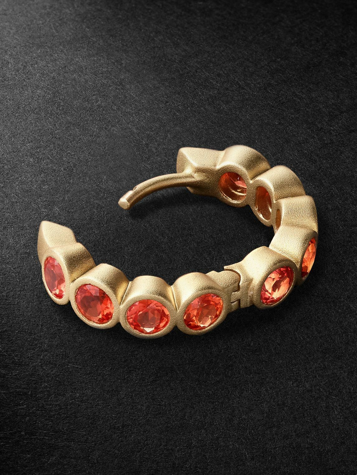 42 Suns - 14-Karat Gold Laboratory-Grown Sapphire Single Hoop Earring