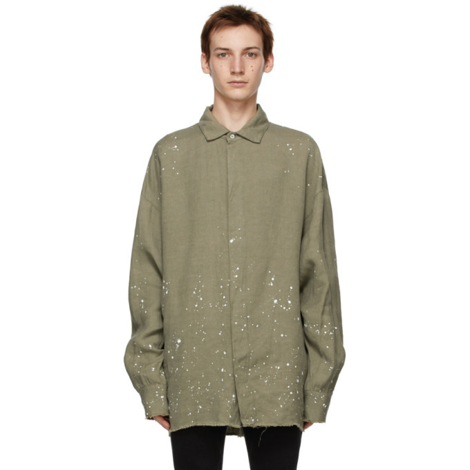 Photo: Palm Angels Khaki Paint Splatter Overshirt