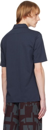 Dries Van Noten Navy Pocket Polo