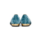 Charlotte Olympia Blue Velvet Peaceful Kitty Loafers