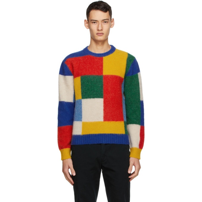 Photo: Drakes Multicolor Brushed Primary Colorblock Sweater