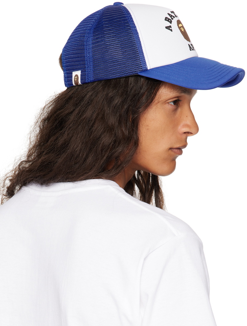 BAPE White & Blue College Mesh Cap A Bathing Ape