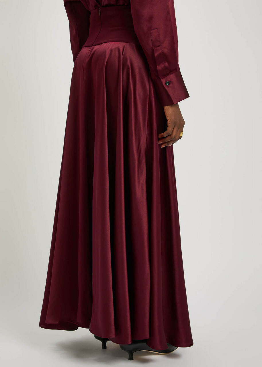 Esse Studios Illi Silk Maxi Skirt Burgundy