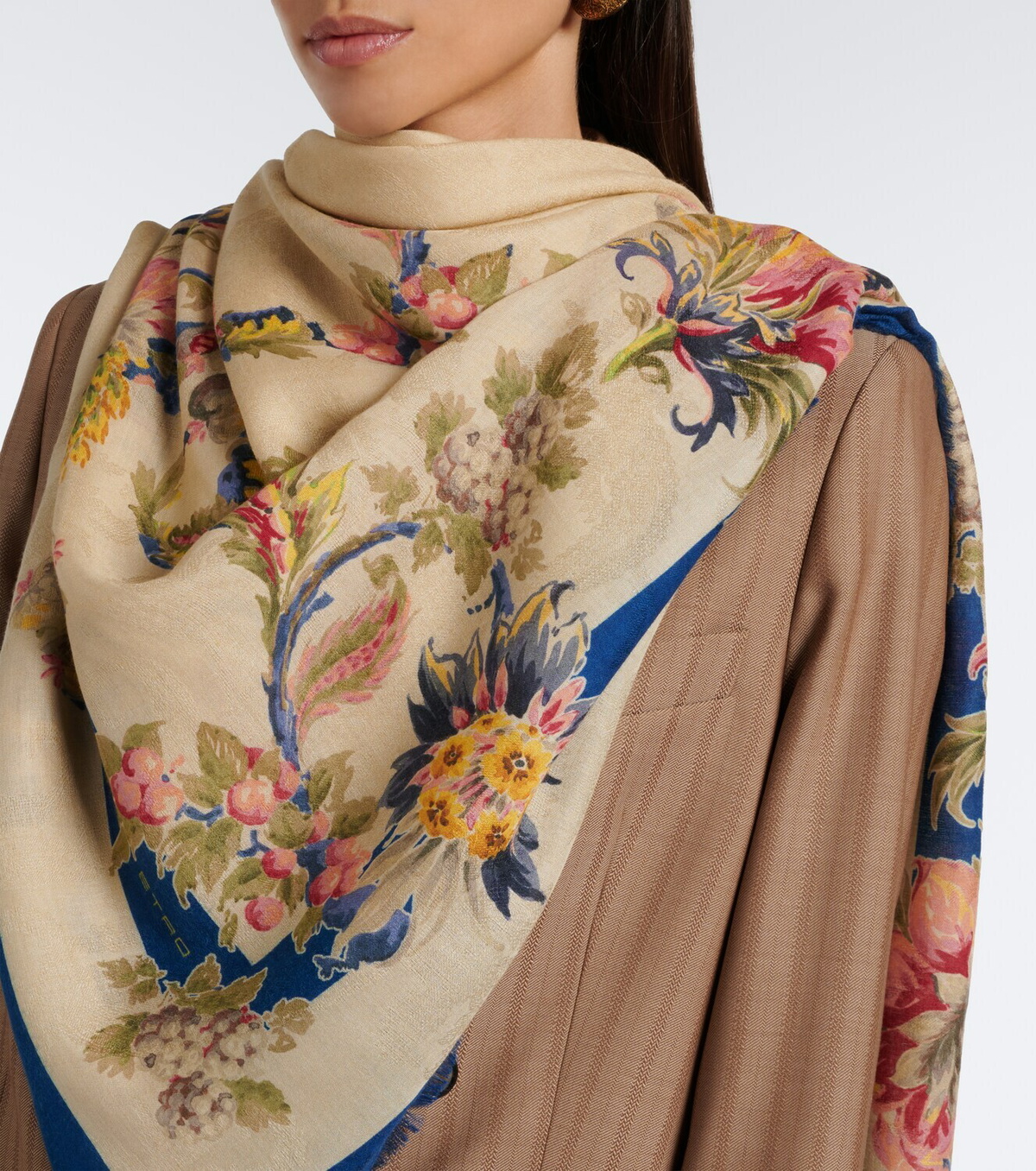 Etro Floral modal and cashmere scarf