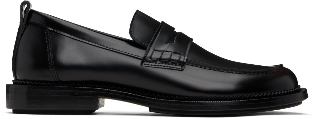 AMI Paris Black Leather Anatomical Toe Loafers