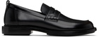 AMI Paris Black Leather Anatomical Toe Loafers