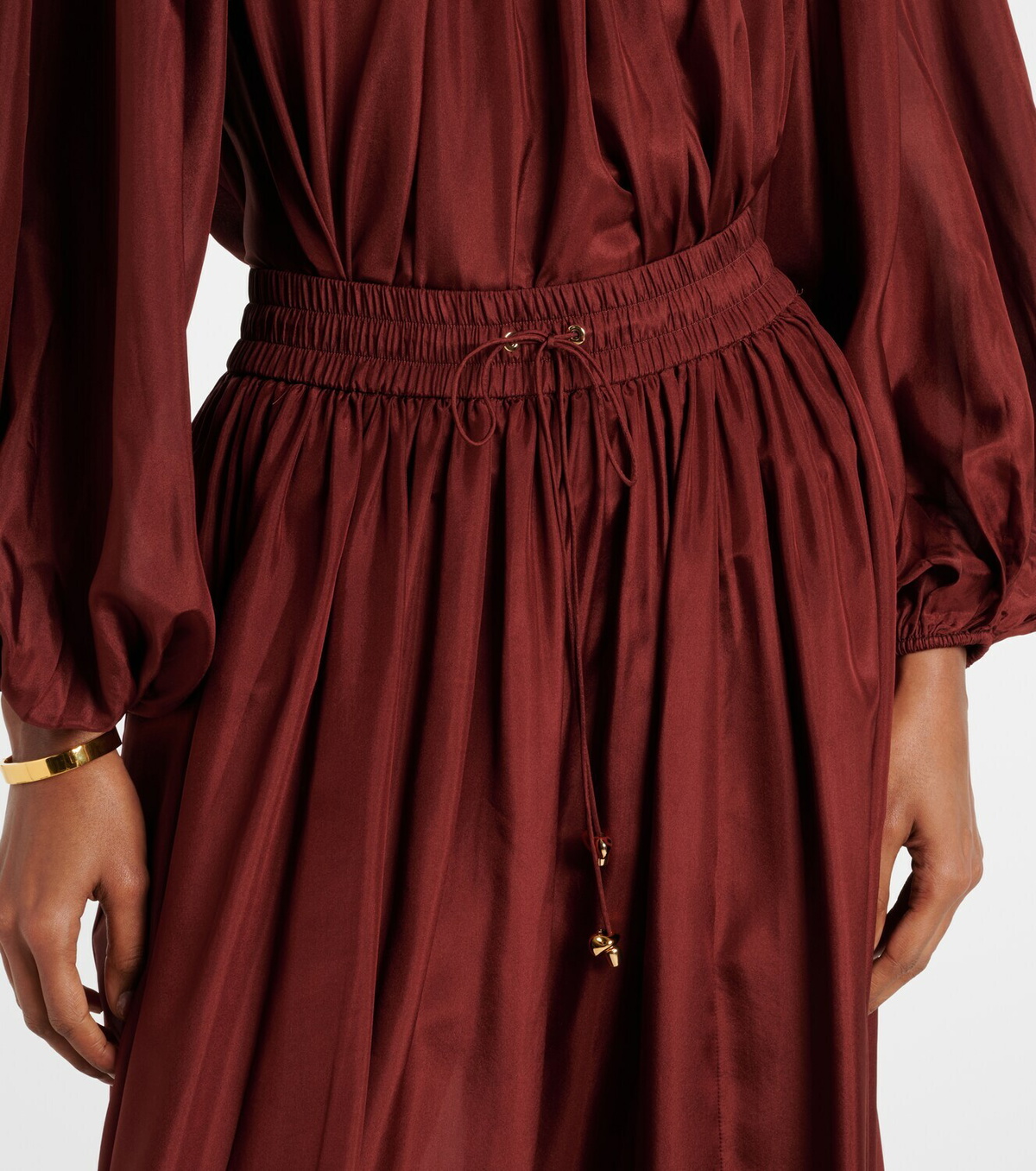 Zimmermann Aster gathered silk habotai maxi skirt