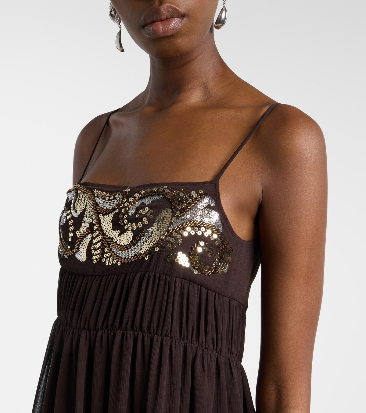Xu Zhi Sequined chiffon maxi dress