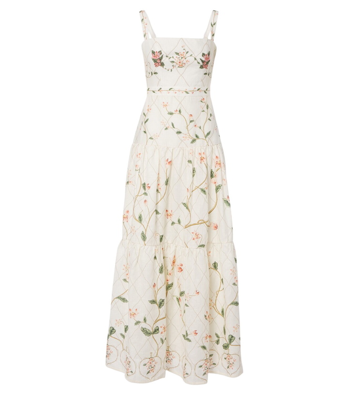 Photo: Agua by Agua Bendita Lima floral embroidered linen maxi dress