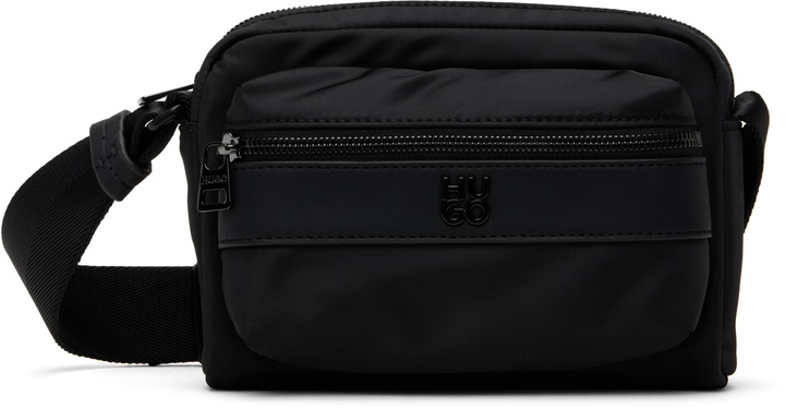 Photo: Hugo Black Stacked-Logo Twill Crossbody Bag