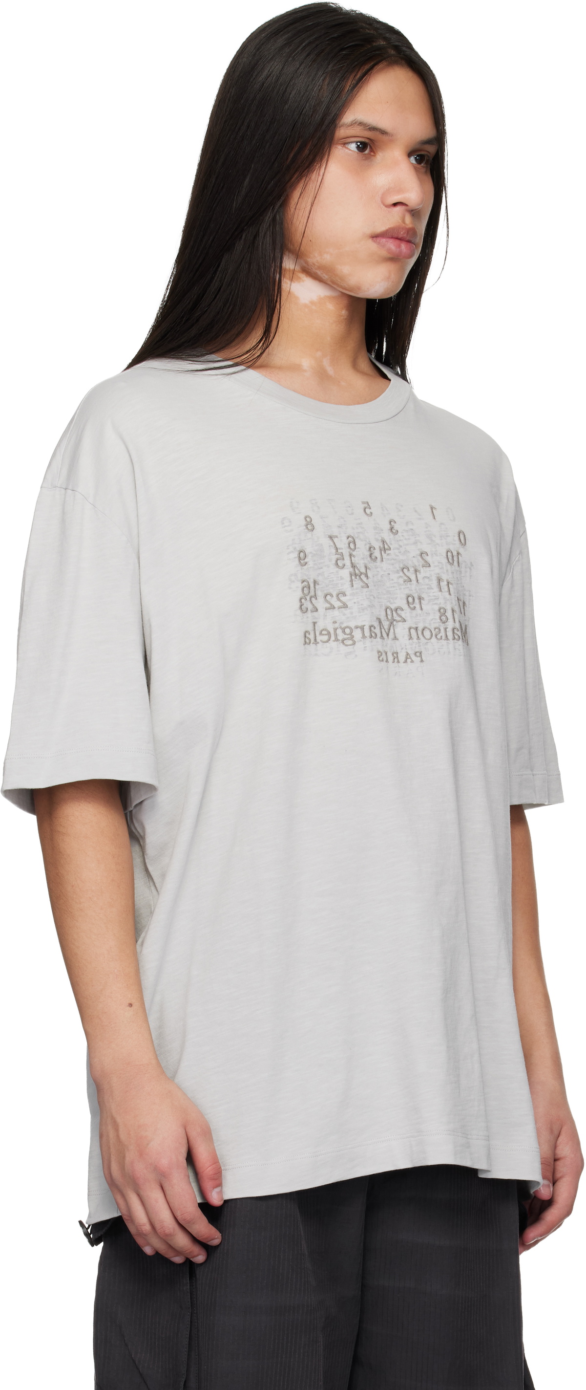 Maison Margiela Gray Cotton Numerical T-shirt