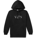 Valentino - Oversized Logo-Print Loopback Cotton-Blend Jersey Hoodie - Black