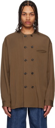 SOSHIOTSUKI Brown Rayon Weasher No Collar Shirt